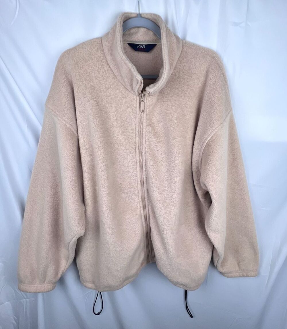 VTG 90s St Johns Bay SJB Sport Fleece Jacket Womens XL Oversized Beige Full Zip